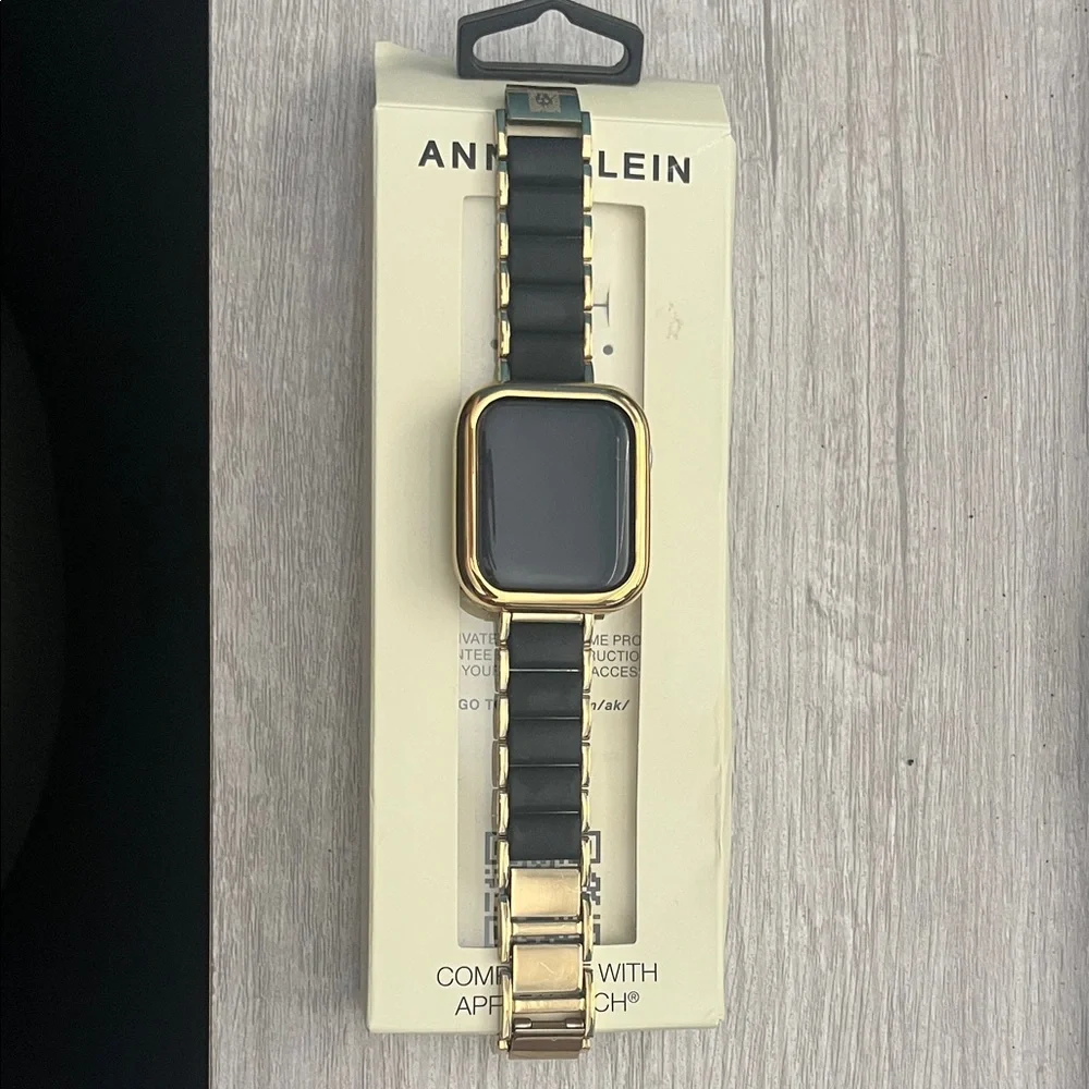 Anne Klein Black and Gold Silicone Smartwatch Band and Bumper